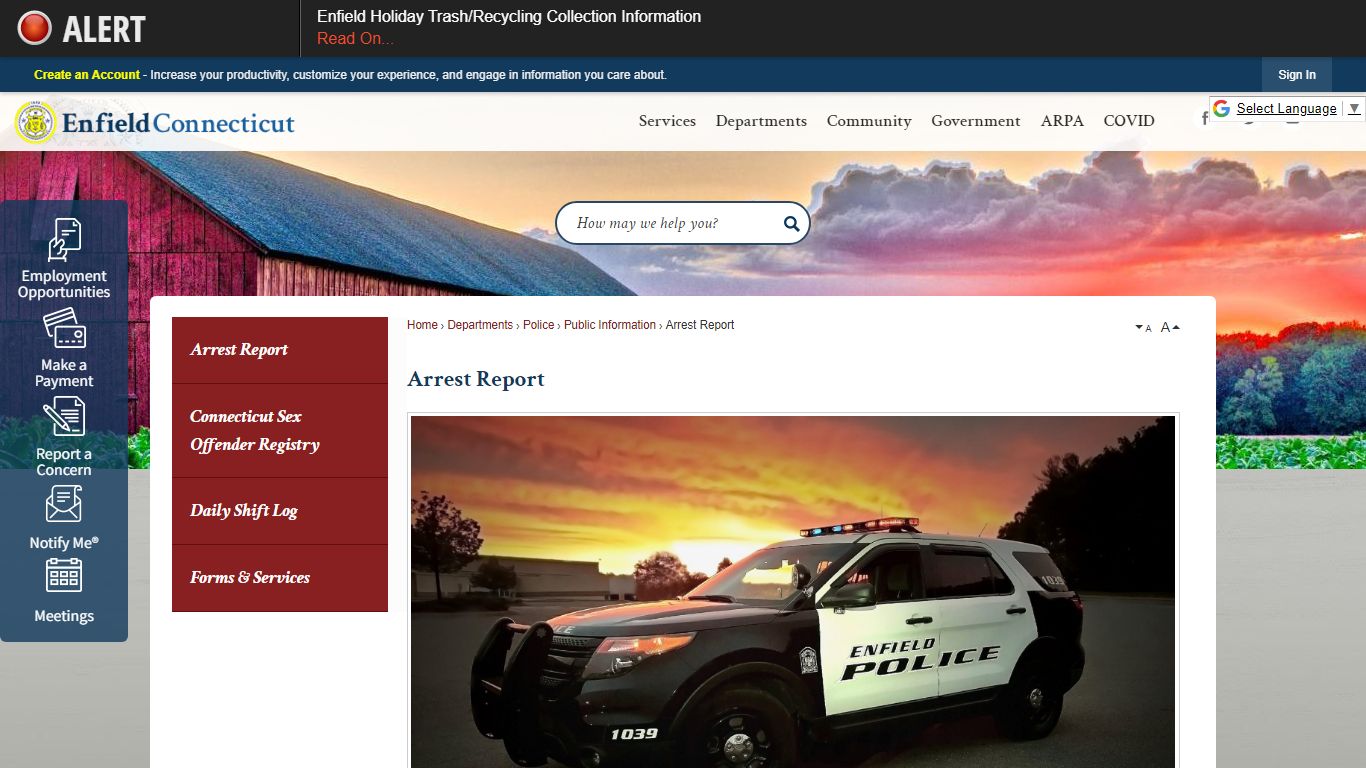 Arrest Report | Enfield, CT - Official Website